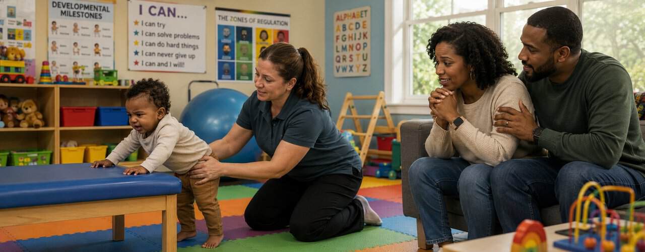 Pediatric occupational therapy for developmental delays at Synergy Therapeutic Group — support for children with motor, cognitive, and developmental milestone challenges in Carbondale, IL