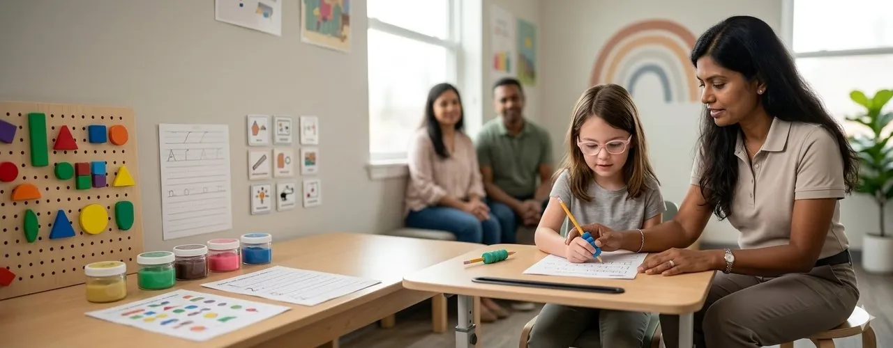 Pediatric occupational therapy for handwriting at Synergy Therapeutic Group — fine motor and visual-motor support for children in Carbondale, IL