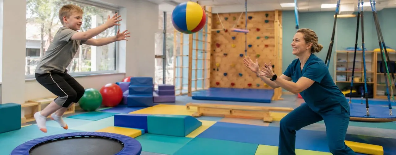 Pediatric motor planning therapy at Synergy Therapeutic Group — occupational therapy for children with motor planning, coordination, and praxis challenges in Carbondale, IL