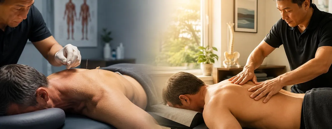 Dry needling compared with hands-on myofascial release at Synergy Therapeutic Group - trigger point and muscle pain treatment in Carbondale, IL